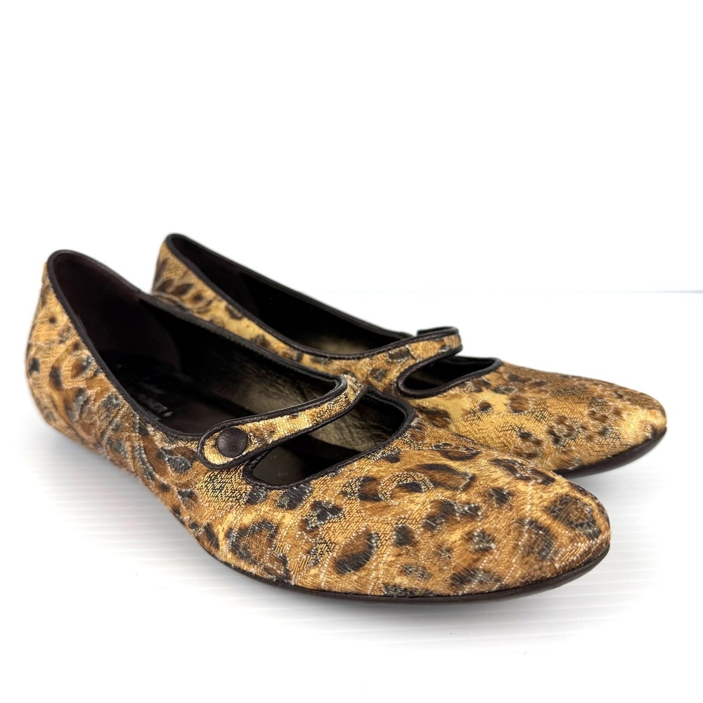 Donald J Pliner Couture Henna Leopard Mary Jane Flats Jacquard Italy Size 8M